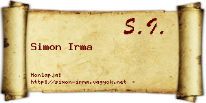 Simon Irma névjegykártya